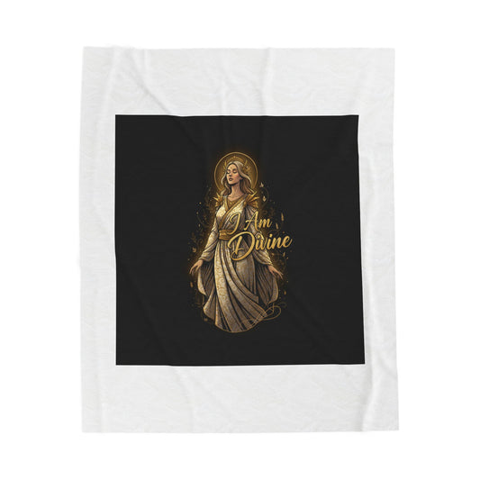 I Am Divine Velveteen Plush Blanket | Goddess Complex, Manifestation Decor